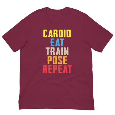 Unisex T-Shirt - Cardio, Eat, Train, Pose