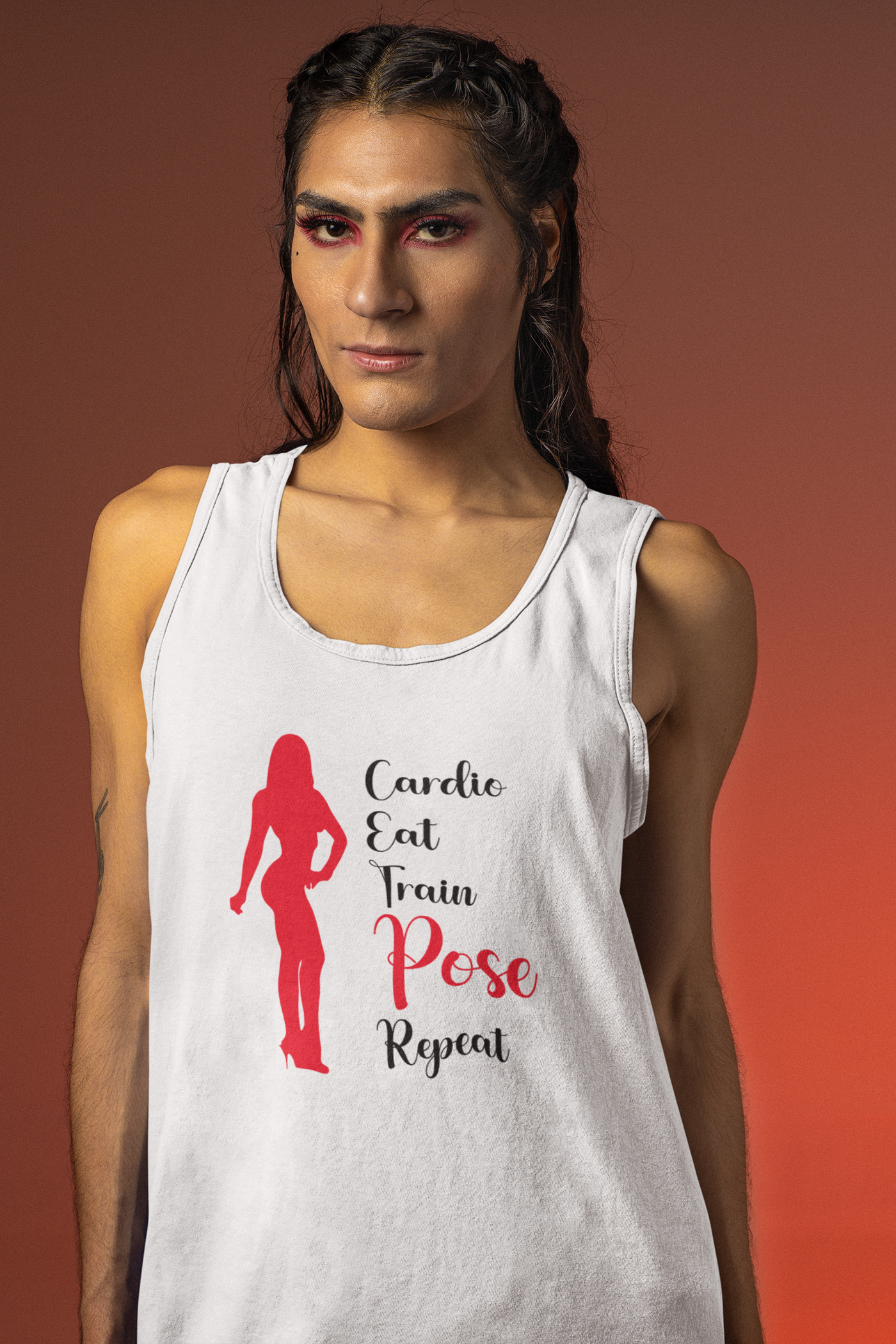 Women Muscle Tank Top - Cardio, Eat, Train, Pose, Repeat