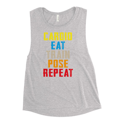 Women's Muscle Tank Top - Cardio, Eat, Train, Pose