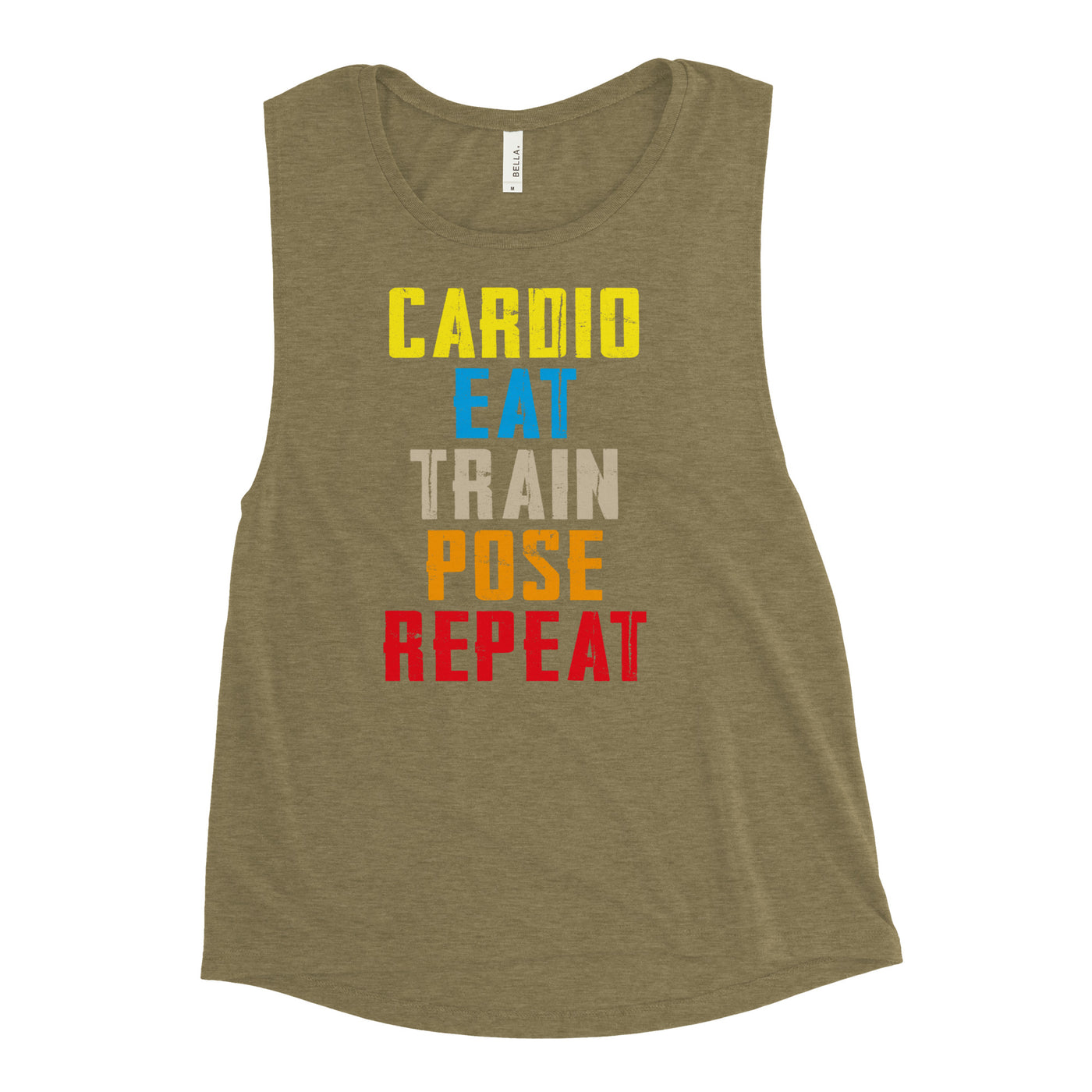 Women's Muscle Tank Top - Cardio, Eat, Train, Pose