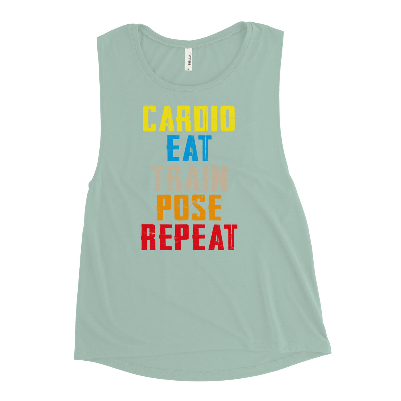 Women's Muscle Tank Top - Cardio, Eat, Train, Pose