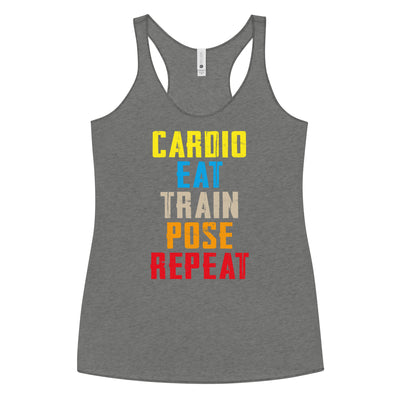 Women's Tank Top Racerback - Cardio, Eat, Train, Pose