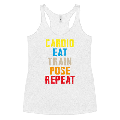 Women's Tank Top Racerback - Cardio, Eat, Train, Pose