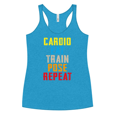 Women's Tank Top Racerback - Cardio, Eat, Train, Pose