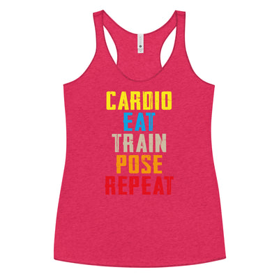 Women's Tank Top Racerback - Cardio, Eat, Train, Pose