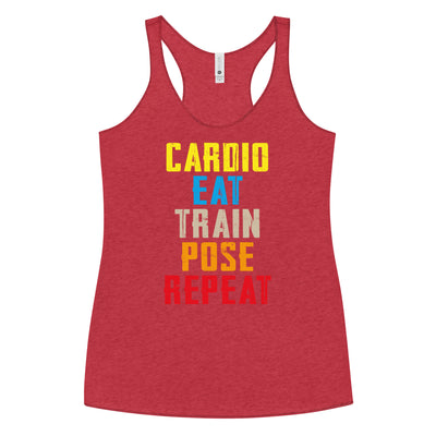 Women's Tank Top Racerback - Cardio, Eat, Train, Pose